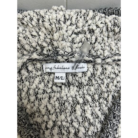 Young Fabulous & Broke Grey Popcorn Knit Hoodie Pullover Sweater Oversized M/L - Picture 4 of 6